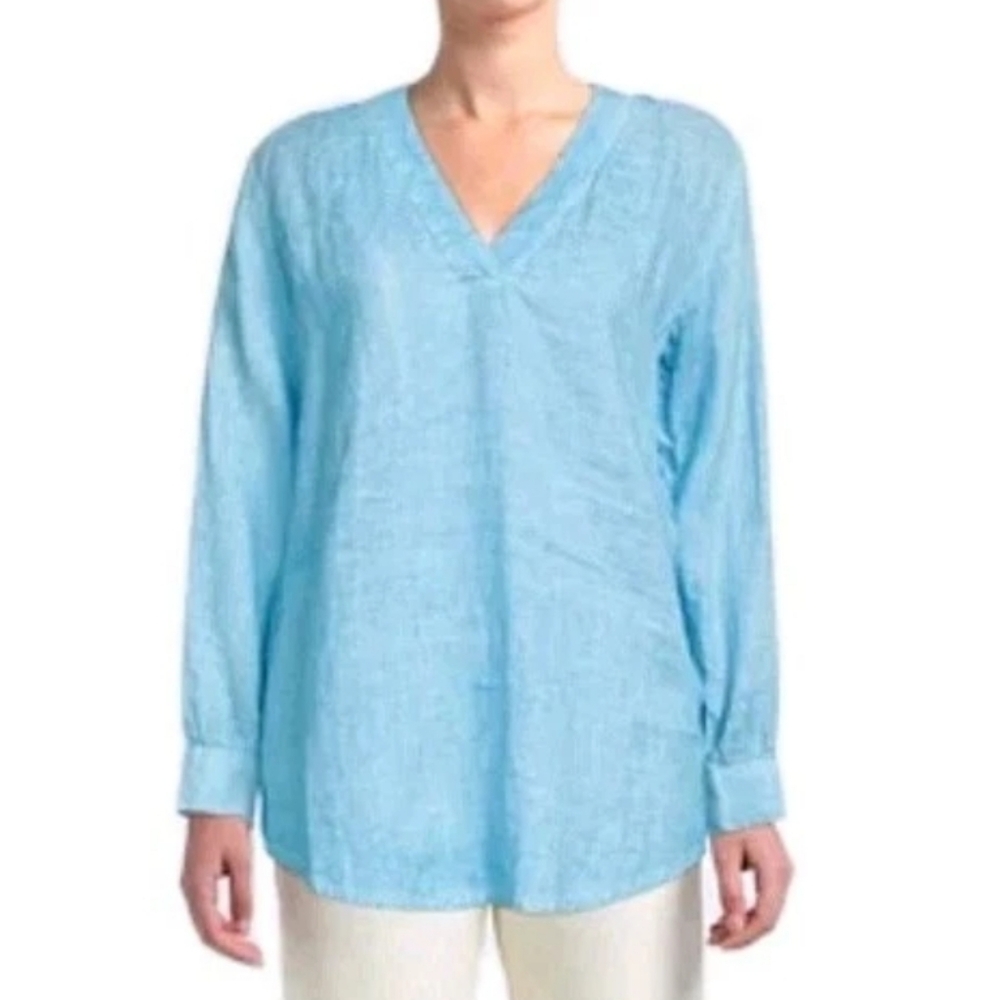 120% LINO Womens Linen Long Sleeves Top Size 42 NWOT